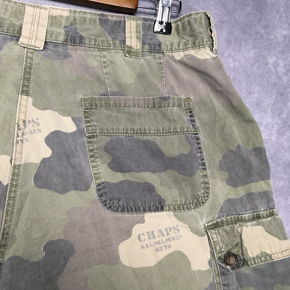 Chaps RL Mens Camo Cargo Shorts size 34 Lightweight Cotton Fatigues Jungle Green - Picture 8 of 12